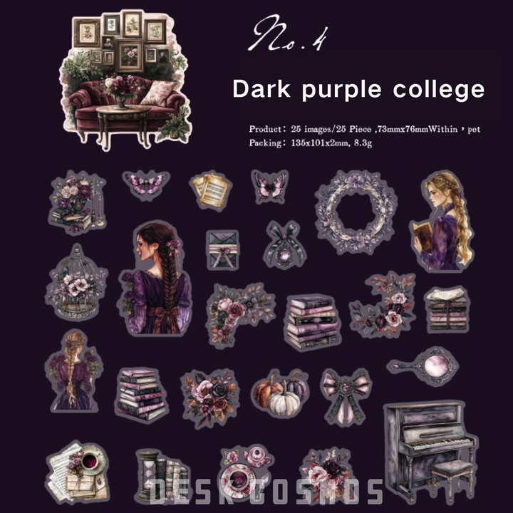 Black world Girl Dark Purple College Retro Gothic Stickers