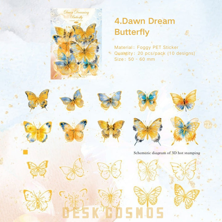 Flower Butterfly Series Hot Stamping Butterfly Stickers for Scrapbooking
