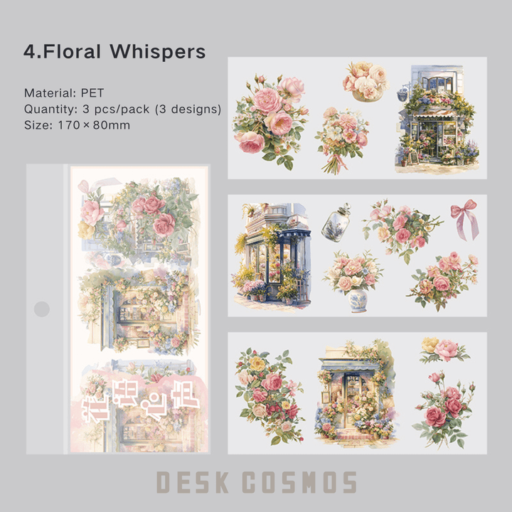 Time Notes Floral Whisper PET Stickers Botanical Aesthetic