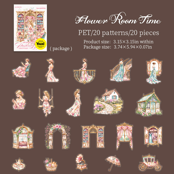 Romantic Rural Life Flower Room Time PET Stickers Cozy Details