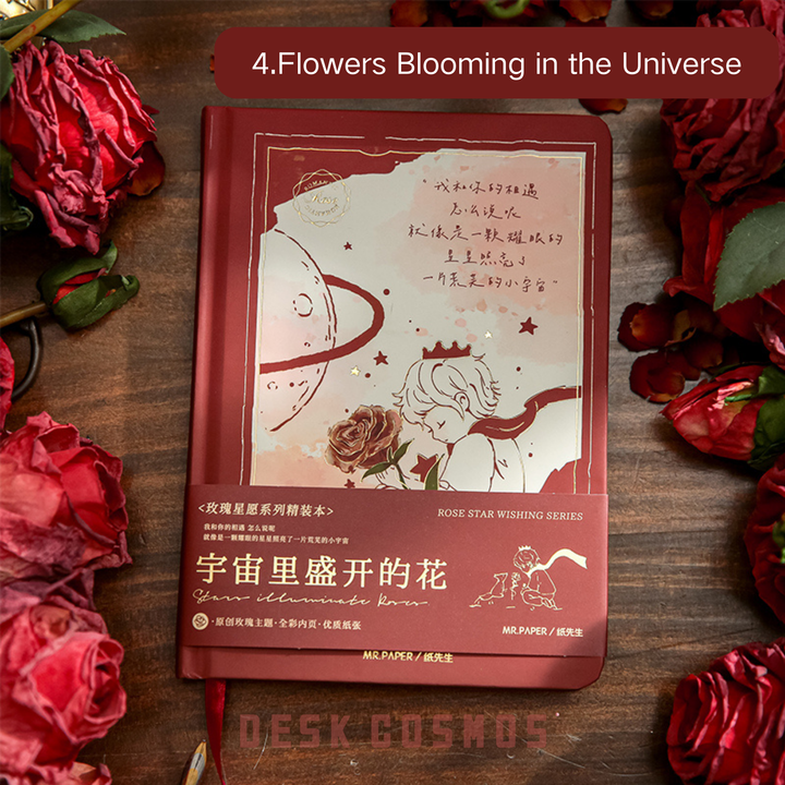 A shot of the "Flowers Blooming in the Universe" style Romantic Rose Star Wish Series Journal