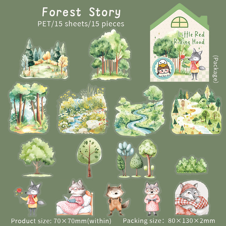 Stickers The Story of Little Red Riding Hood Cute Elements
