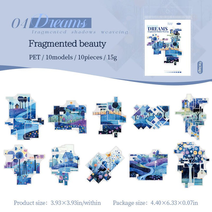 Dreams Fragmented Shadows Stickers Travel Journal Style