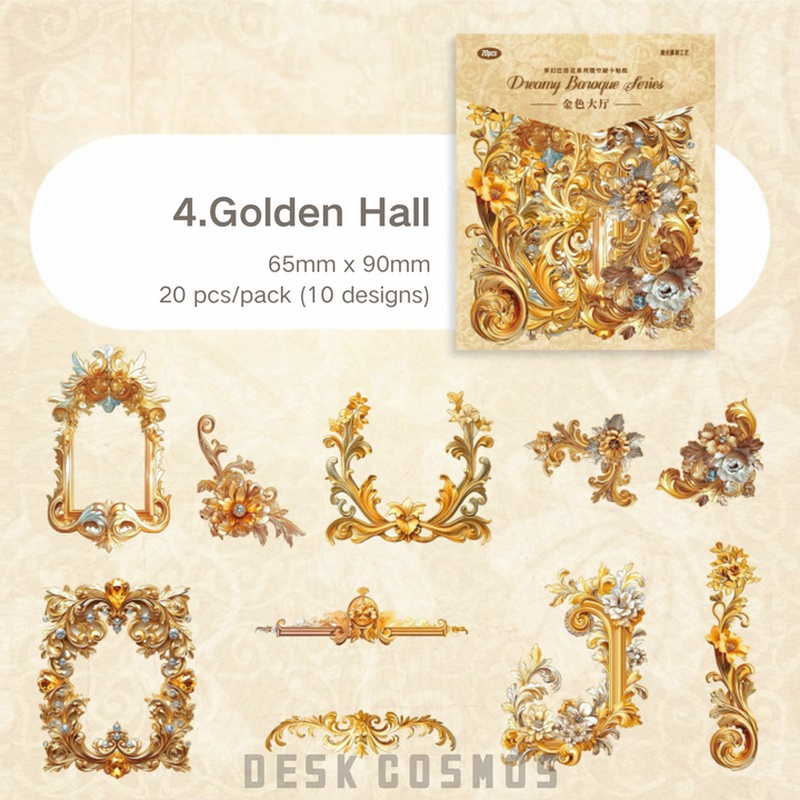 Gold Baroque Style Frame Stickers for Journals