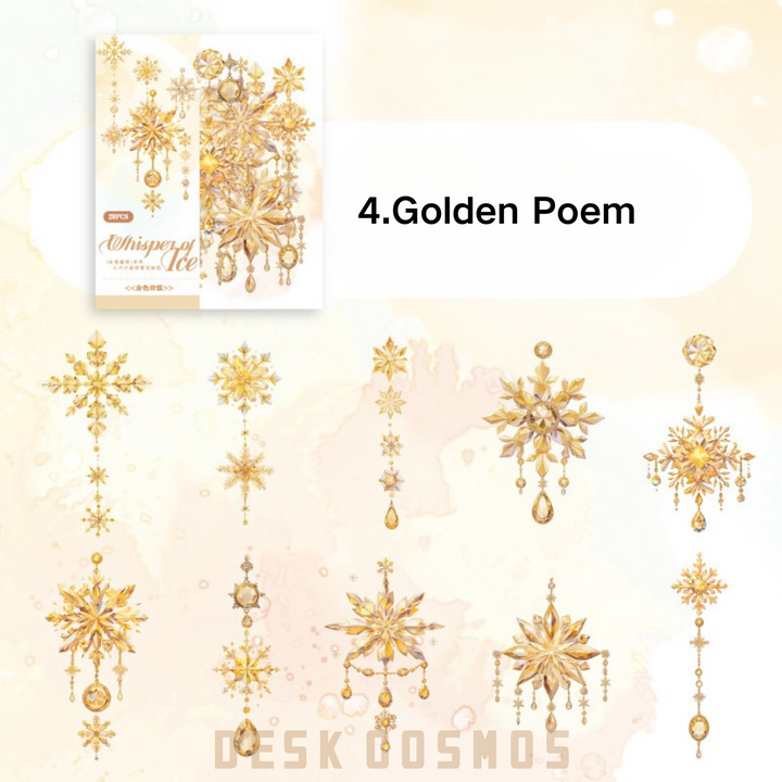 Ice Realm Whisper Series Golden Poem Snowflake Stickers Romance