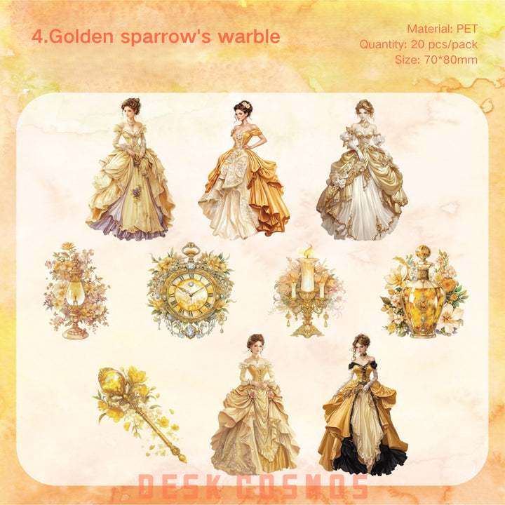 Elegant Court Dress Girl PET Stickers Cute Decorative