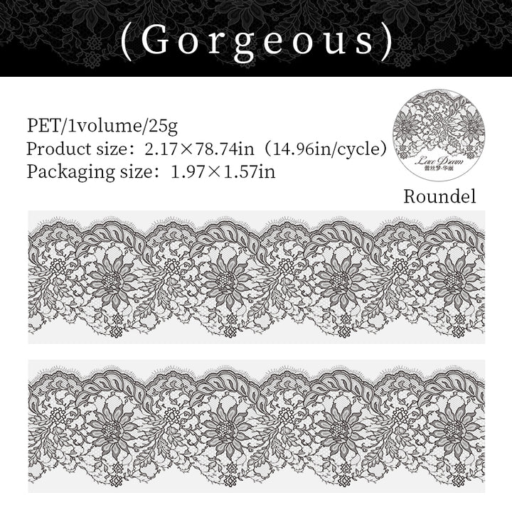 Lace Dream Gorgeous PET Tape Luxurious Black Lace