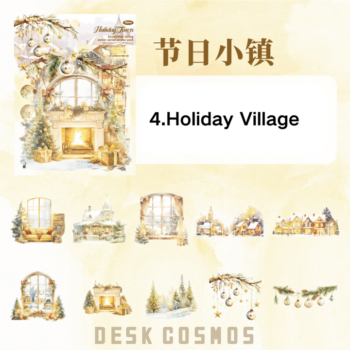 Winter Cottage Series Holiday Town PET Stickers