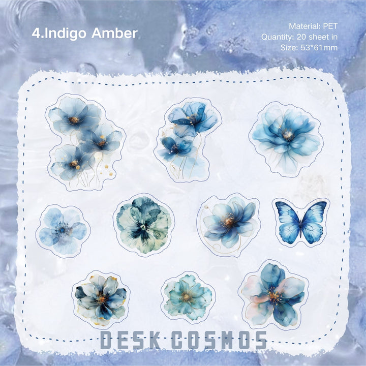 Romantic PET Stickers Glass Petal Floral Aesthetic Craft
