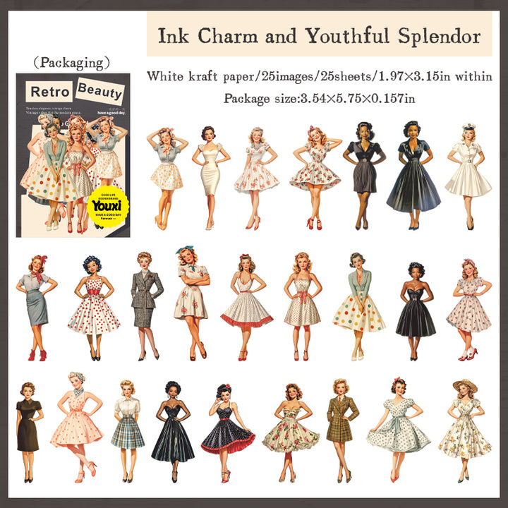 Retro Beauty Character Art for Notebook Embellishment