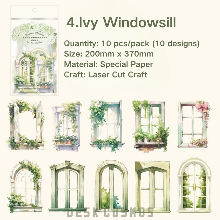 Green Window Stickers Natural Ivy Design for Journal Decoration