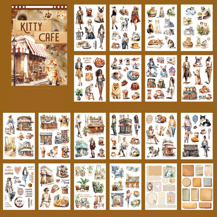 Rainbow Garden KITTY CAFE Cute Cat Coffee Time Stickers