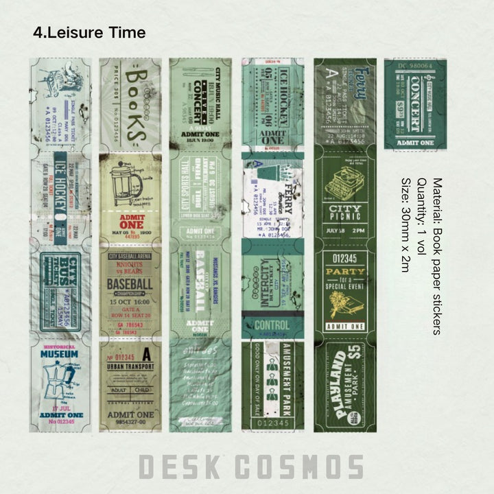 Vintage Ticket Book Paper Stickers - Desk Cosmos