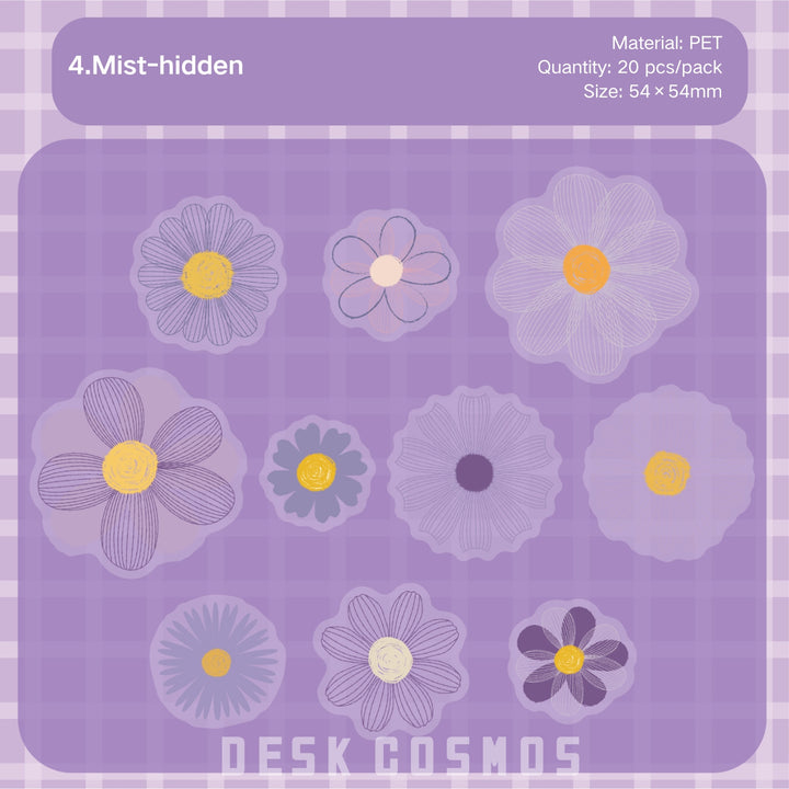 Romantic Daisy Flower PET Stickers - Desk Cosmos