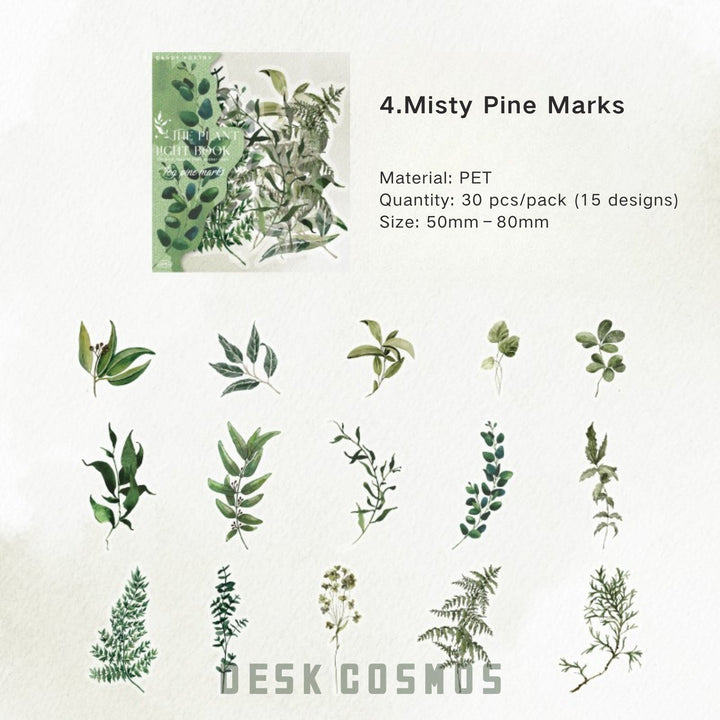 Botanical PET Stickers Plant Light Book minimal style botanical print