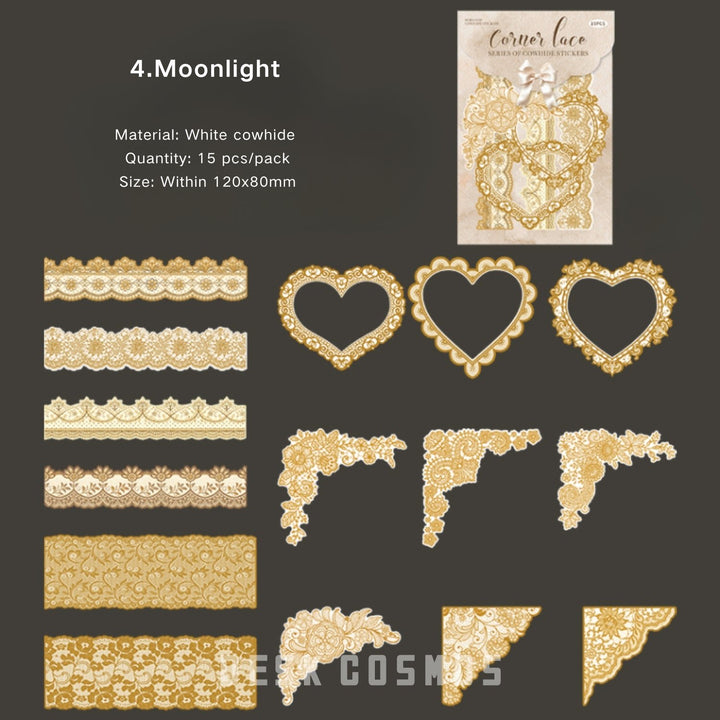 Corner Lace Moonlight Gentle Romance PVC Stickers