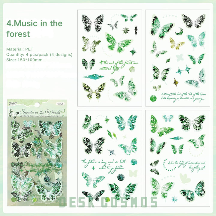 Romantic PET Stickers Graceful Butterflies butterfly collage elements