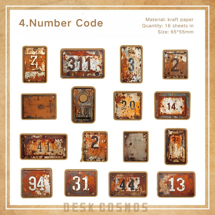 Old Erosion Code Numbers PET Scrapbook Supply
