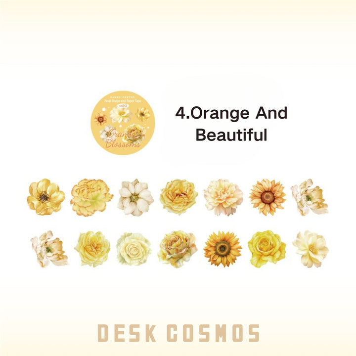 Flower Letter Series Orange Splendor Artistic Washi Stickers