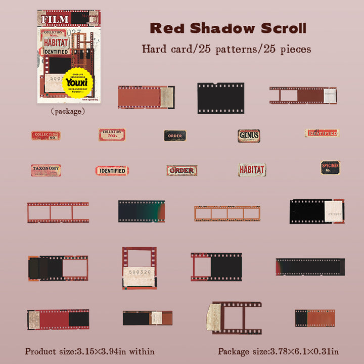 Film Travel Notes Red Shadow Scroll Decorative Material