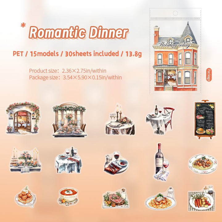 Holiday Outing Romantic Dinner Night City PET Stickers