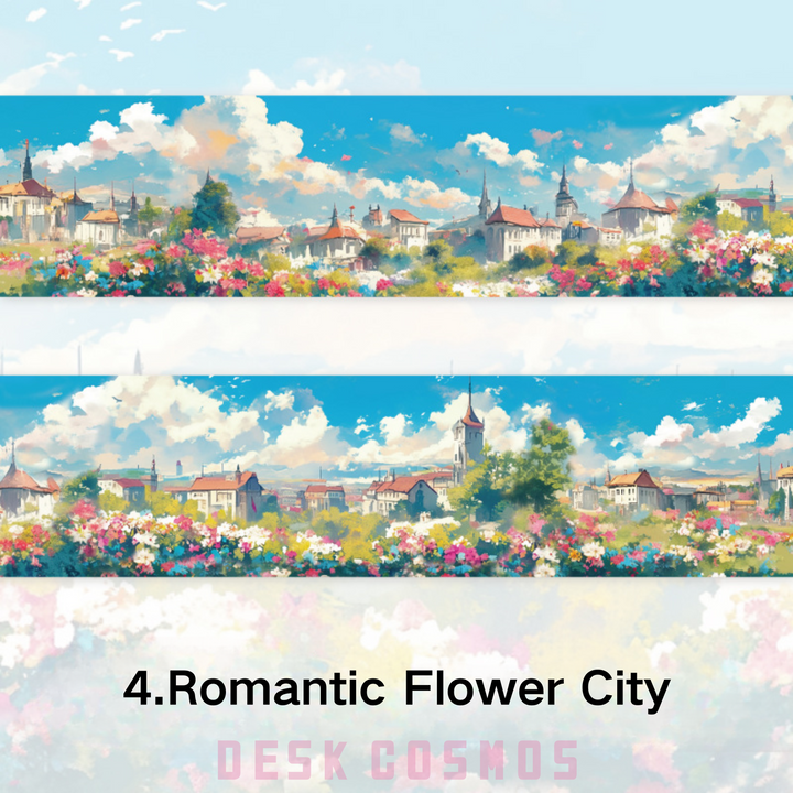 Travel Time Romantic Flower City Scenery Tape Seasonal