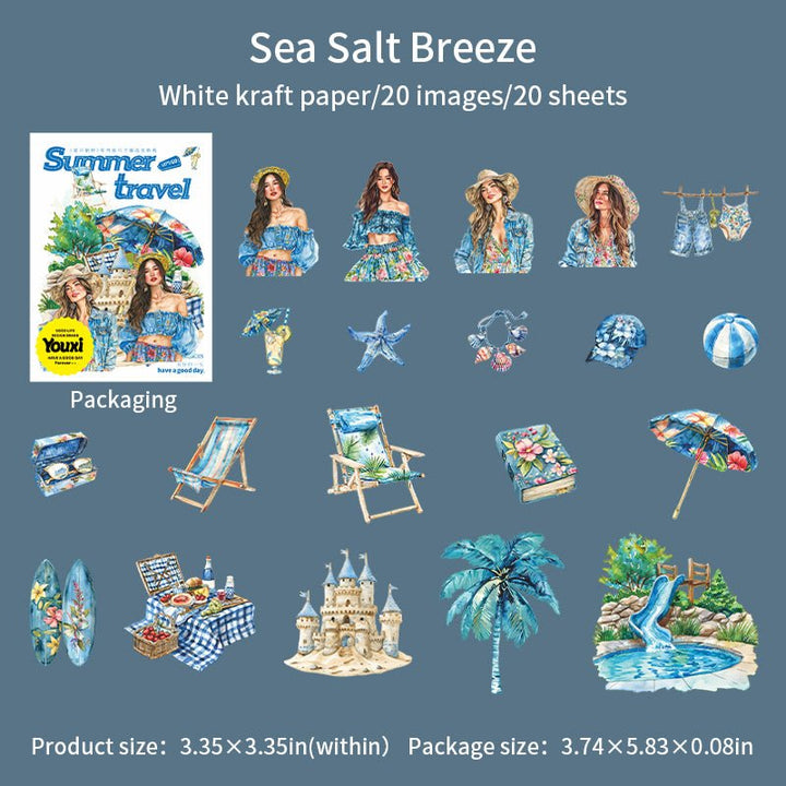 Summer Travel Aesthetic Stickers for Scrapbooking