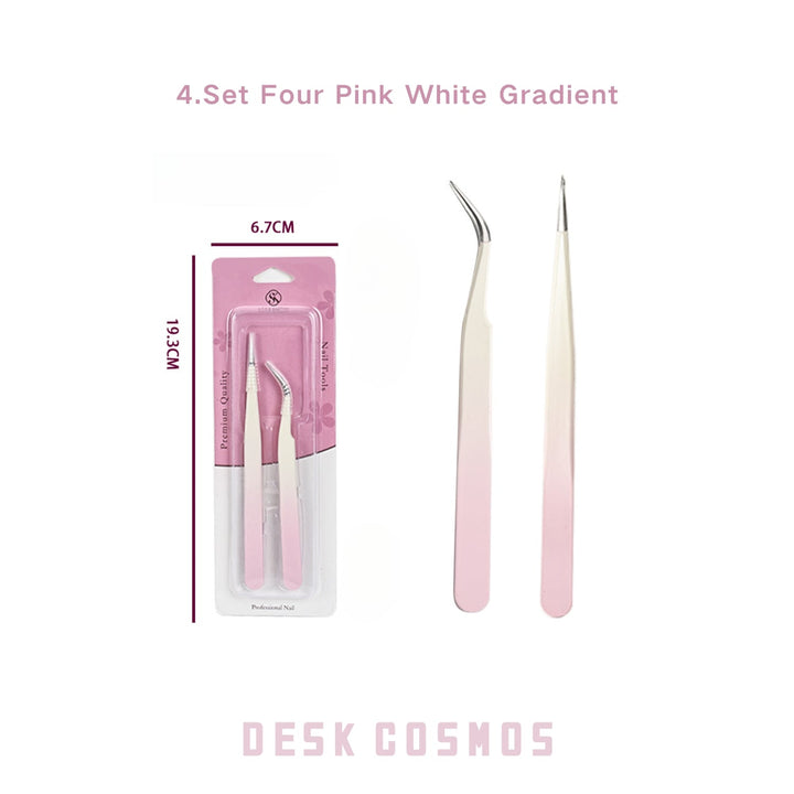 Ice Bloom Set Four Pink White Gradient Tweezers