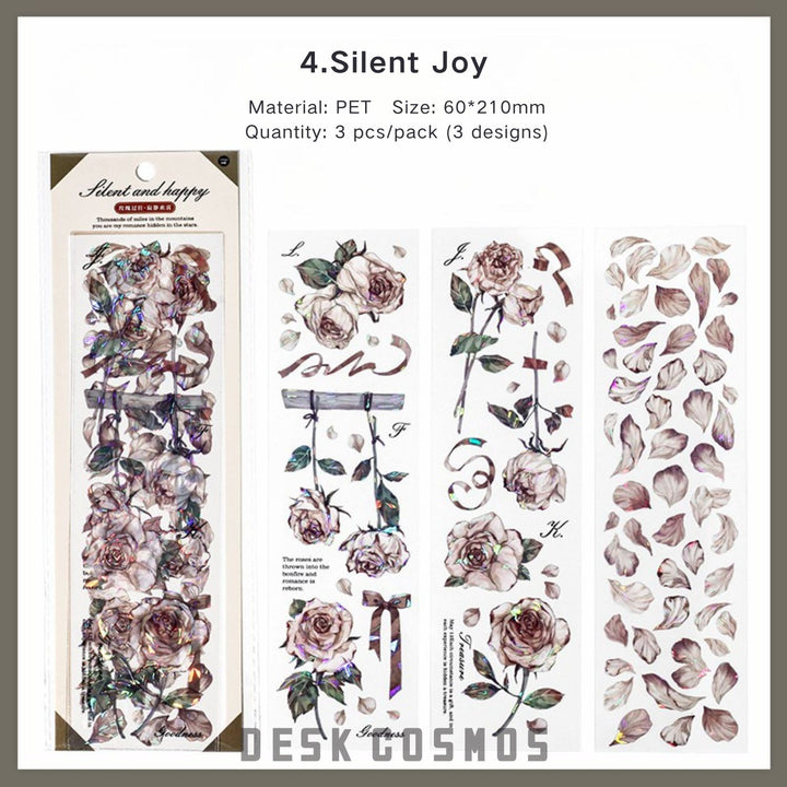 Rose Memory Series transparent flower PET tape fits any style