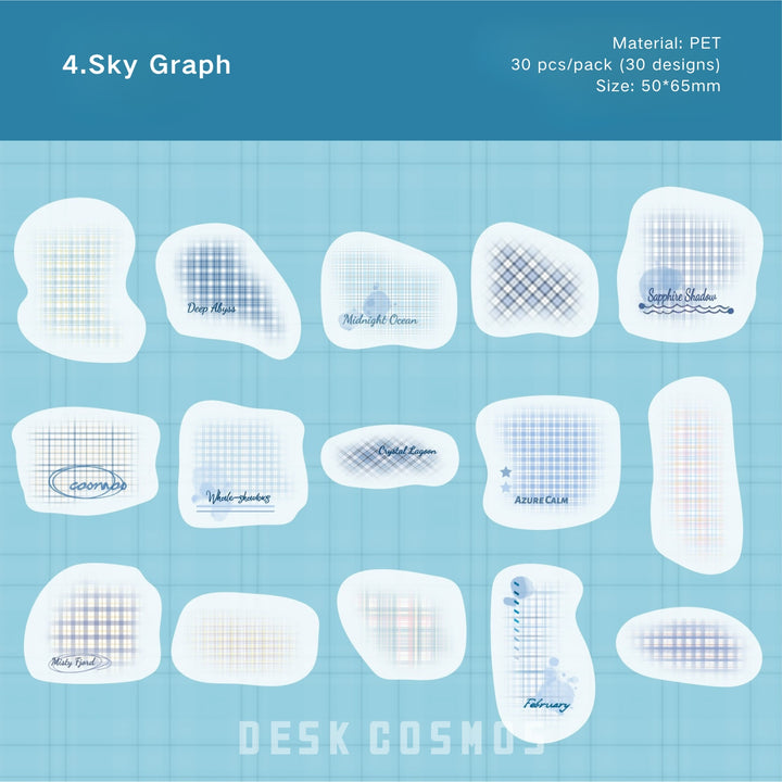 Grid Chromatography Series PET Stickers Ideal for Stationery Lovers
