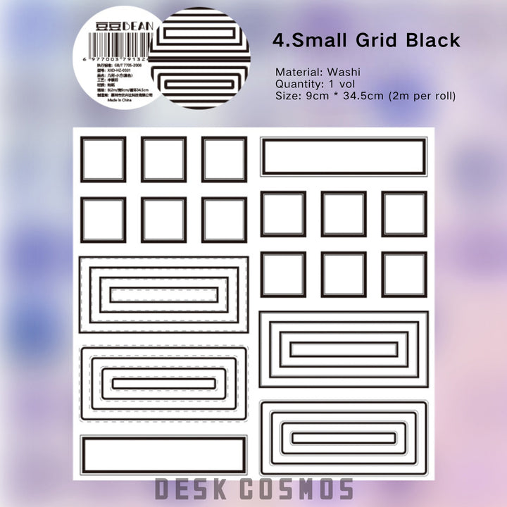Border Basics Small Grid Black Fine Line Washi Tape