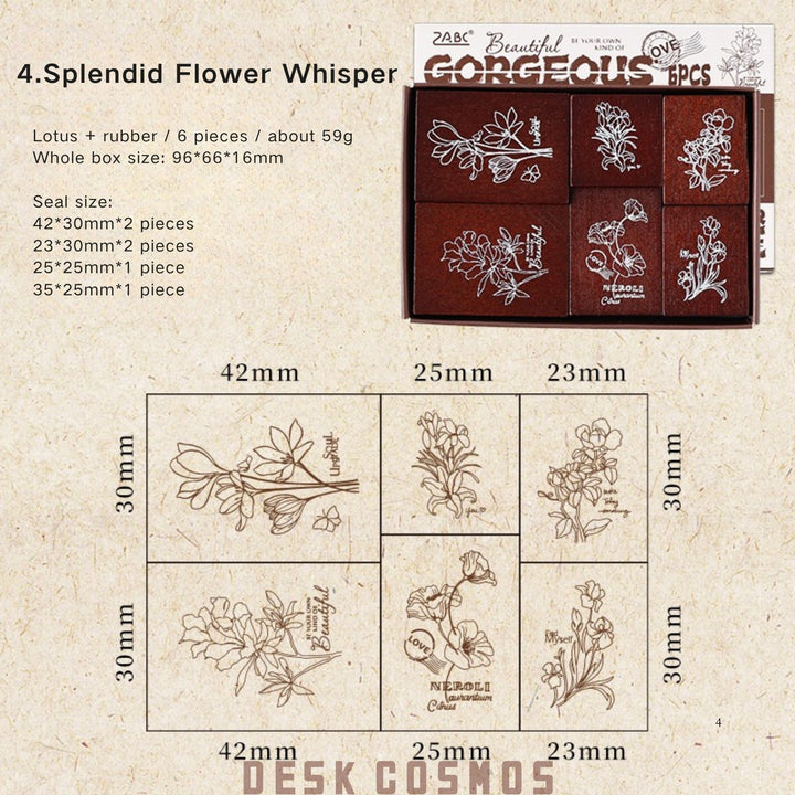 The Seal of Elegance Colorful Floral Message Rubber Stamp for Journals