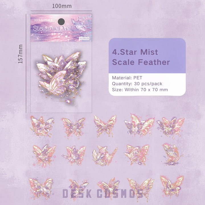 Butterfly Stickers Star Butterfly Series Clear PET Material