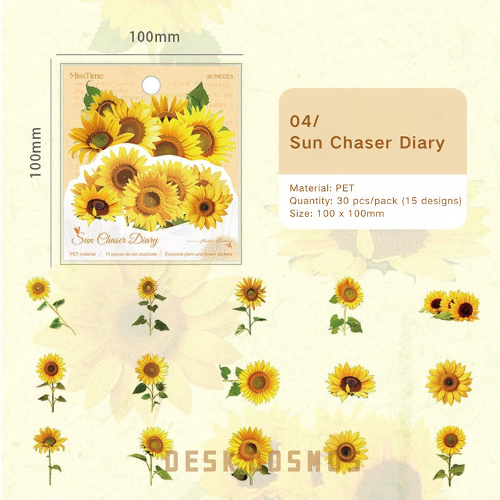 Plant PET Stickers Poetry Leaf Series botanical theme collage