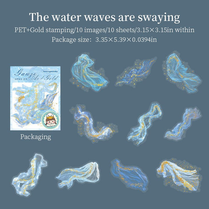 Gauze And Gold PET Stickers Romantic Watercolor Decorative Scrapbook