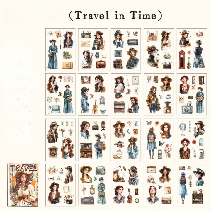 Tracing Back Time Travel in Time Retro Stickers