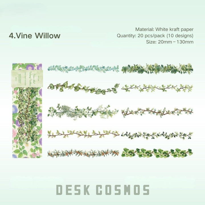 Mountain Wild Flower Branches Series Kingfisher Seeking Flowers Vintage Stickers