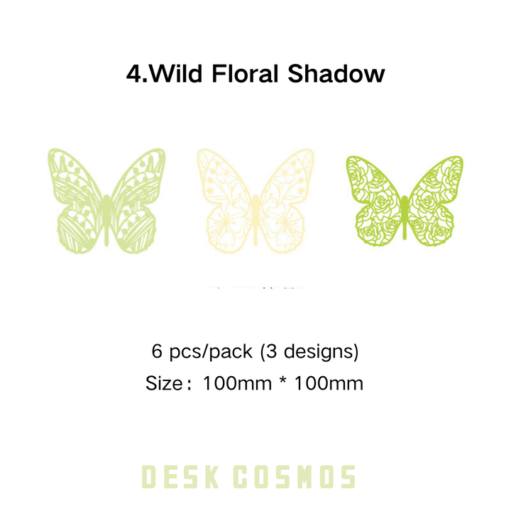 Looking For Butterfly Series Wild Floral Shadow Green Yellow Dark Green Lace Paper