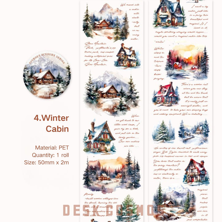 The Scenery of the Journey Winter Cabin Cozy Snowy Scene PET Tape