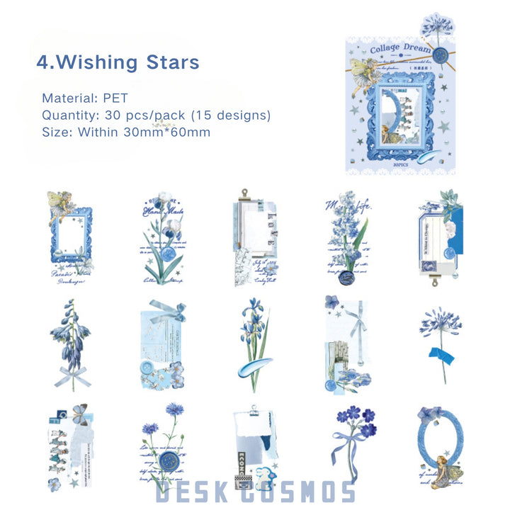 Collage Dream Wishing Stars PET Stickers Romantic DIY