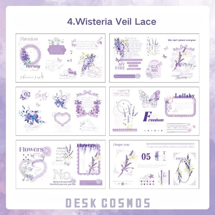 Delicate Threads Wisteria Veil PET Border Stickers Dreamy Purple Haze Look