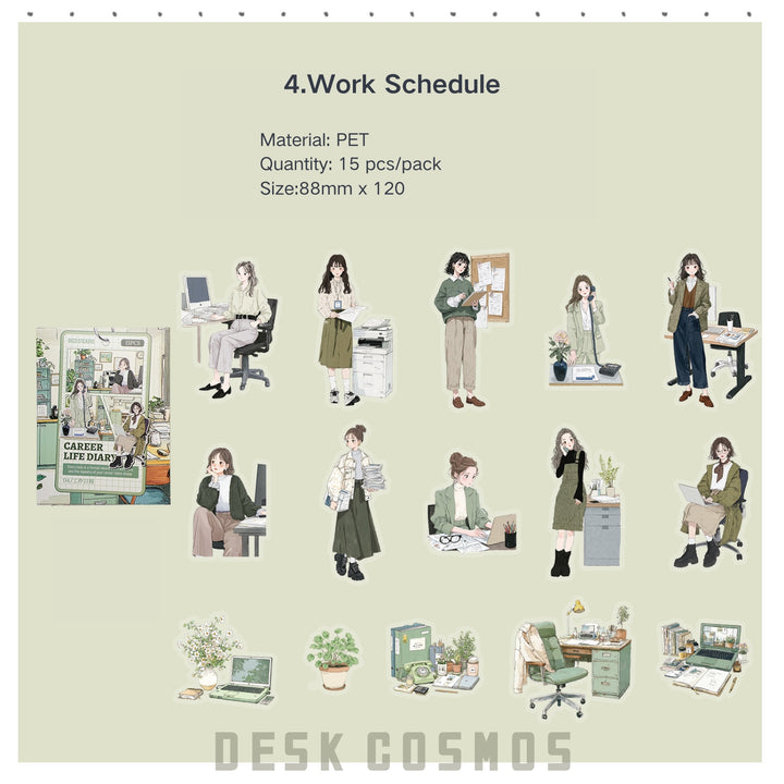 Career Life Diary PET Stickers - Desk Cosmos