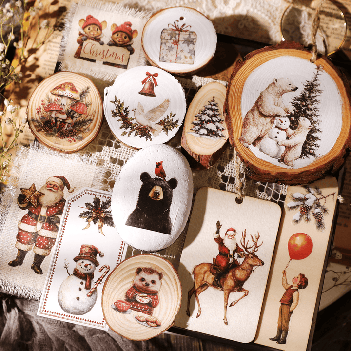 Christmas Santa Animal Transfer Stickers - Desk Cosmos