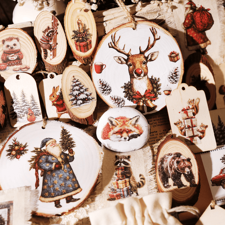 Christmas Santa Animal Transfer Stickers - Desk Cosmos