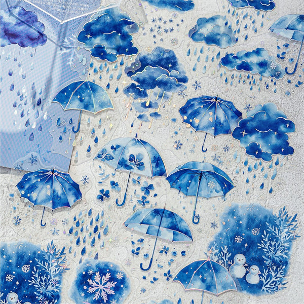 Blue Mood Stickers – Cloud, Flower, Moon - Desk Cosmos