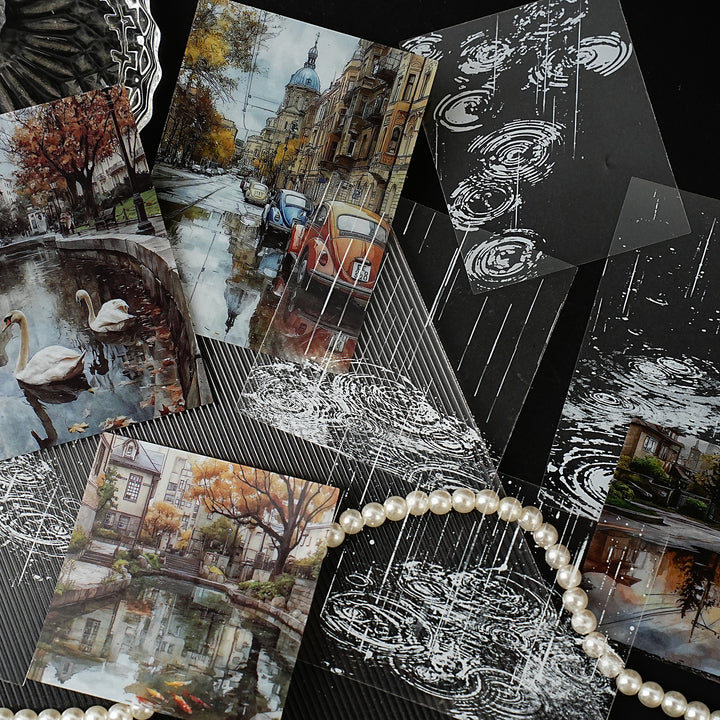 Rainy Cityscape Decorative PET Sticker - Desk Cosmos