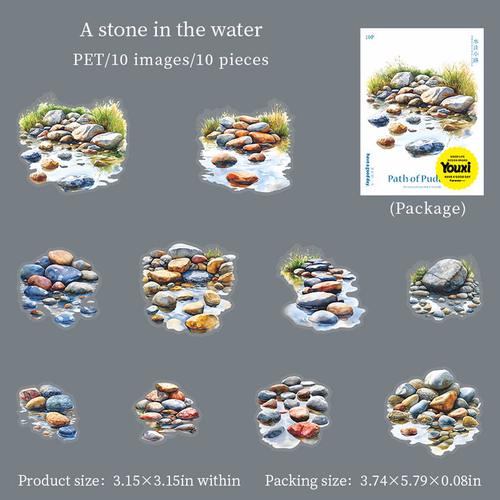 Path of Puddles Scenery Colorful DIY Stickers Perfect for Art