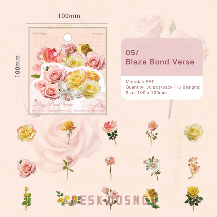 Plant PET Stickers Poetry Leaf Series flower pattern sticker