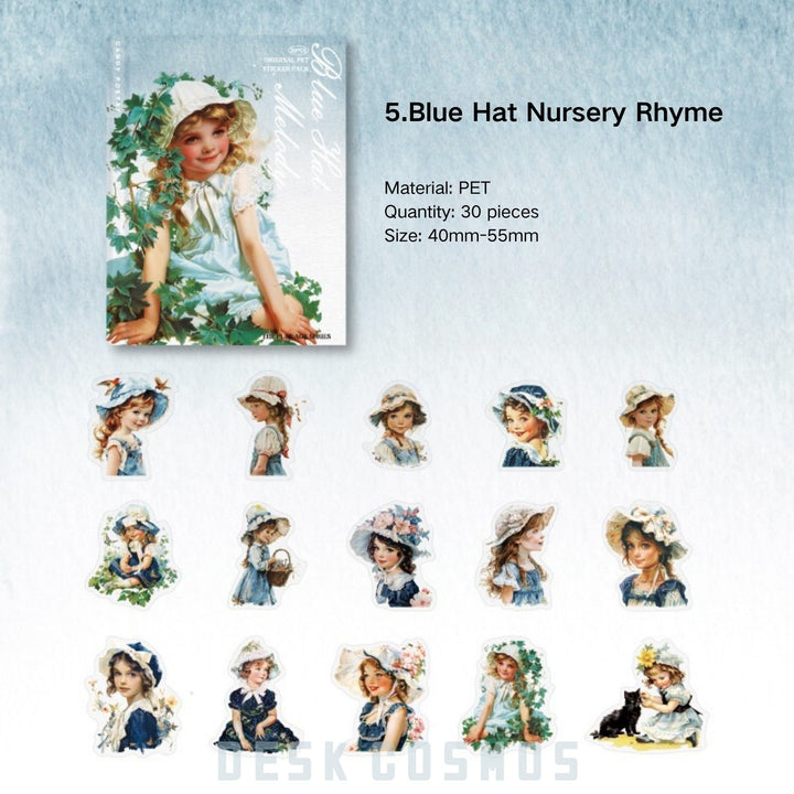 Pure Age Blue Hat Nursery Rhyme PET Stickers Creative Planner