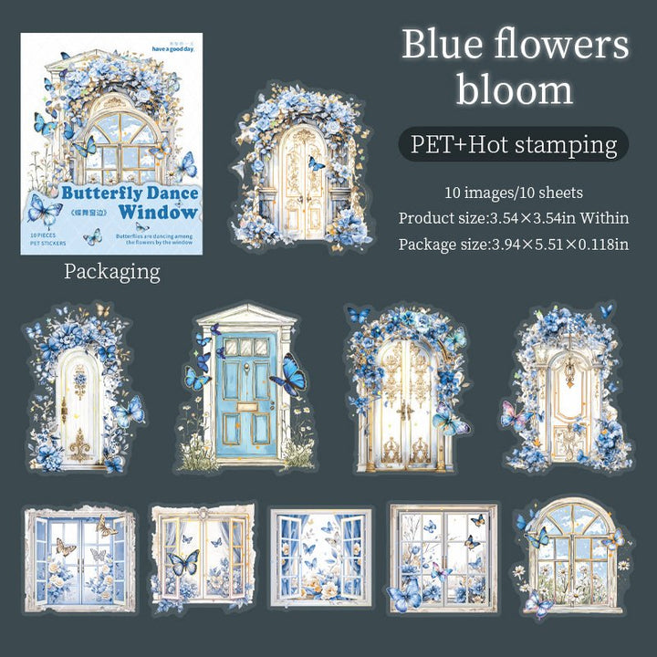 Window Butterfly Dancing PET Stickers Butterfly Floral Design